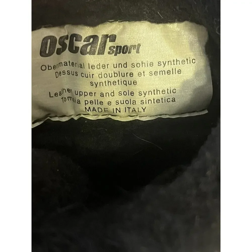 Oscar Sport •Women 37/US 6• Fur Boots Apres Ski Black Lace Up Winter Boots Italy